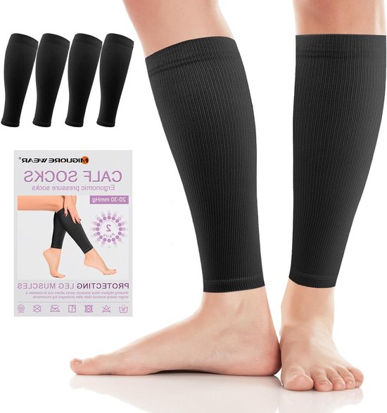 Compressiekousen voor Mannen en Vrouwen - 20-30 mmHg, Medische Steunkousen voor Thrombose en Bloedcirculatie, Gegradueerde Ondersteuning, 2 Paar
