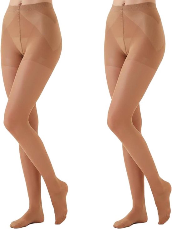 Compressiepanty voor dames, shaping panty, figuurvormende steunpanty, 2 paar