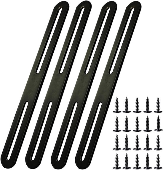 connector met lang gat zwart 360*24mm platte connector roestvrij staal lang gat dikte 2,8 mm oppervlak geborsteld voor houten meubels repareren 4STK (4, 360*24mm)