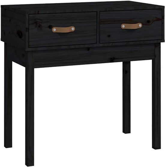 Consoletafel van massief grenenhout, zwart, 76,5 x 40 x 75 cm, 2