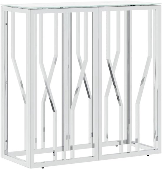Consoletafel zilver 70x30x70 cm roestvrij staal en glas