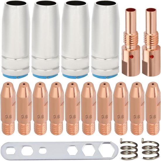Contacttips en Mondstukken voor MIG MAG Lasapparatuur, 0.8mm, M6 Tips, Lasaccessoires, Verbruiksmaterialen voor MB25 25AK Lasmachine