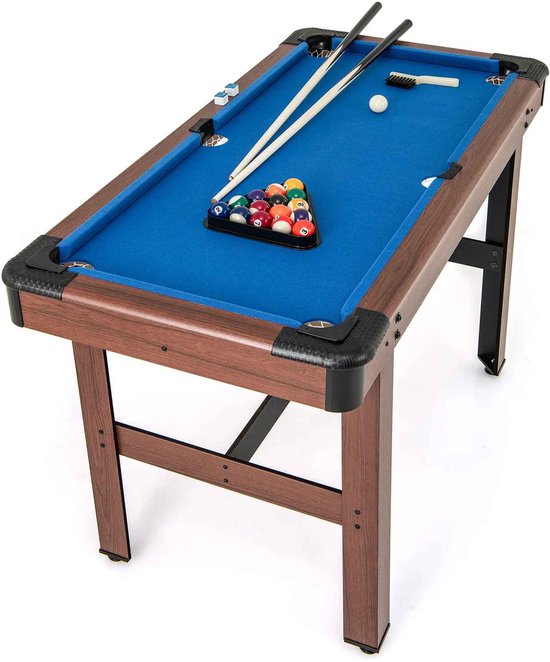 CORE Biljarttafel - Pooltafel - Speeltafel - Houten biljarttafel met accessoires - Verstelbare poten - MDF hout - 122x61x76cm - Blauw van Merkloos