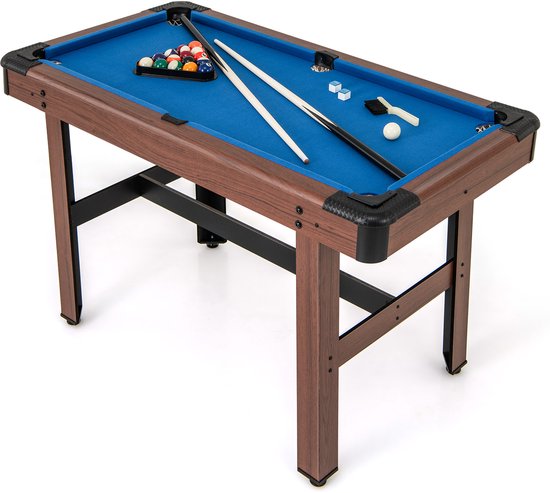COSTWAY Biljarttafel, biljarttafel van hout met accessoires, zwembadtafel met 2 keus, 2 krijtjes en driehoek en borstel, tafelbiljartspel voor kinderen en volwassenen, 122 x 61 x 76 cm van COSTWAY