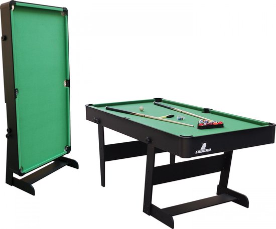 Cougar Hustle XL opklapbare Pooltafel Zwart/groen - 6ft. Pooltafel voor thuis - Poolbiljart tafel inclusief één set poolballen, triangel, 2 keuen, biljartkrijt en een borstel - 183x91x79cm