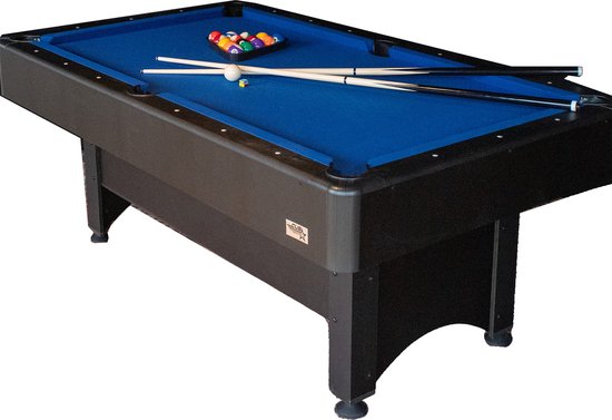 Cub Sports® Blackpool Pooltafel 7ft - inclusief gratis afdekhoes - Hufterproof - Indoor Pooltafel - Pooltafel voor thuis - Pooltafel 7ft - Zwart - Blauw laken - 80kg- 2 jaar garantie - Inclusief accessoires - Keuen - Set poolballen -Pooltafel School van Merkloos