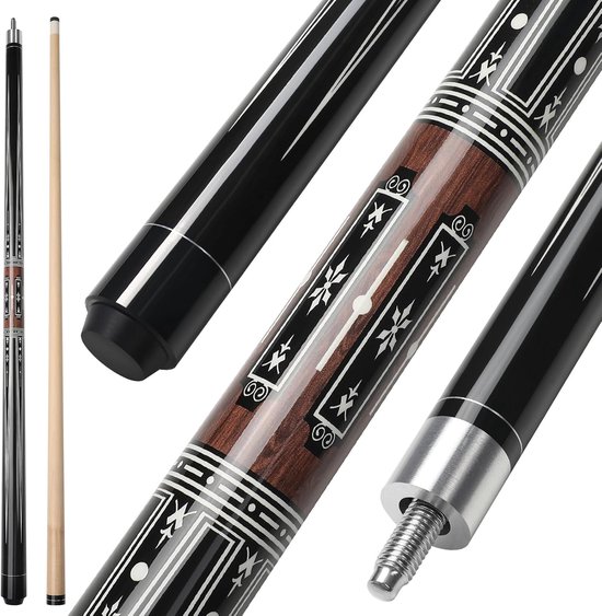 Cue, 58" 20oz Biljart Cue Canadese esdoornhout zwembad keu 13 mm tips voor professionele pool keu spelers, 1/2 esdoorn keu sticks met Ierse linnen wrap voor biljarttafel sporten