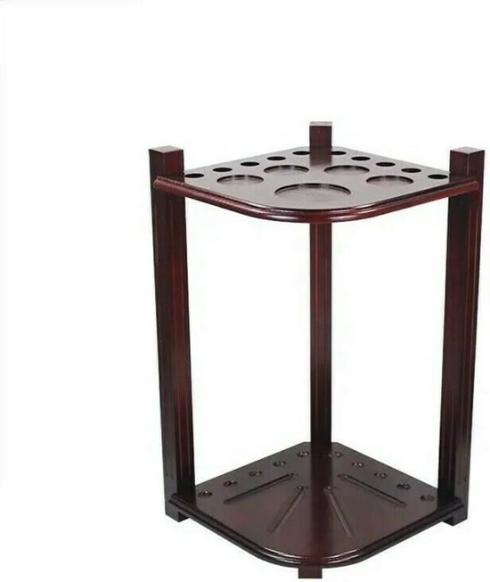 Cue rack hoekmodel - massief hout - voor 10 cues en biljartballen - met geïntegreerde coasters - ShopVlot