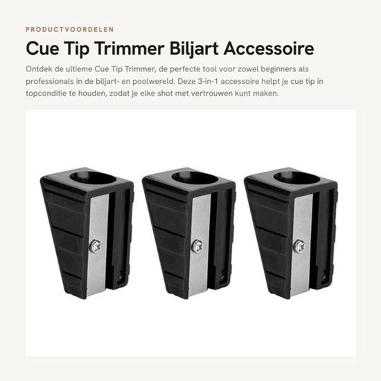 Cue Tip Trimmer - Biljart Accessoire - Handig en Draagbaar - Zwart - 3-in-1 Tool - Voor Beginners en Professionals - Metaal