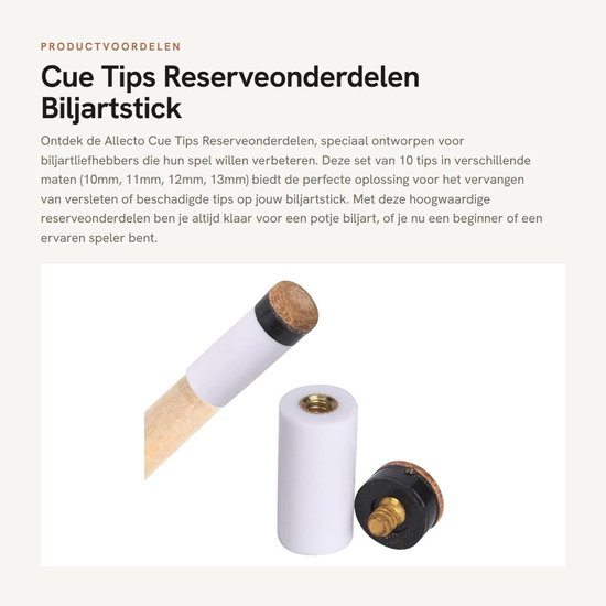 Cue Tips Reserveonderdelen - Biljartstick Reparatie - 10 stuks - Ondersteuning voor Biljart - 10mm 11mm 12mm 13mm - Geschikt voor Biljart...