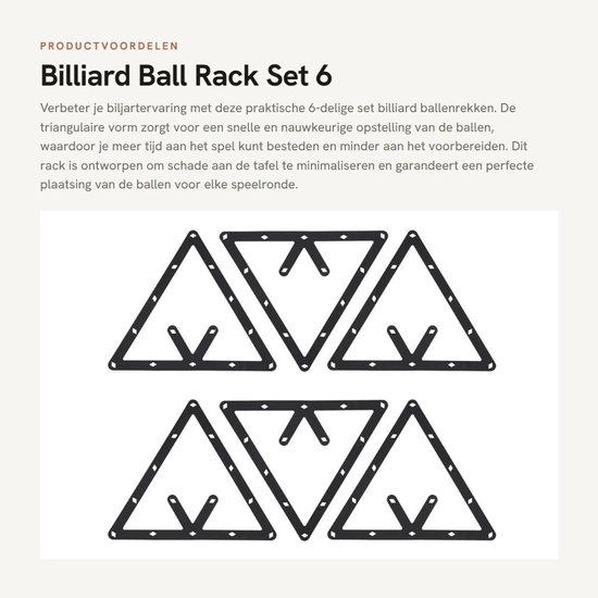 Dailygoods- Biljartballenrek - Driehoekige Houder - Geschikt voor 8/9/10 Ballen - Ruimtebesparend - Eenvoudig in Gebruik - Beschermt Tafelkleed - Biljartrek van Dailygoods