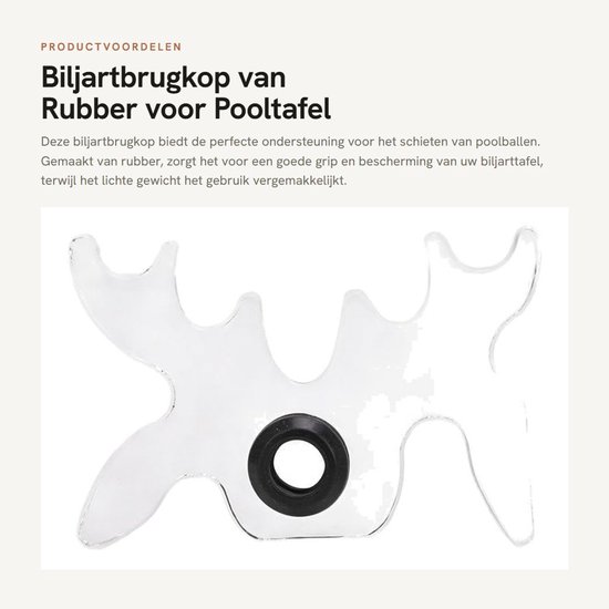 Dailygoods- Biljartbrug met Rubber - Draagbare Brugkop - Lichtgewicht Acryl - Antislip - Multi-schotposities - Beschermt Pooltafeldoek - Biljartaccessoire van Dailygoods