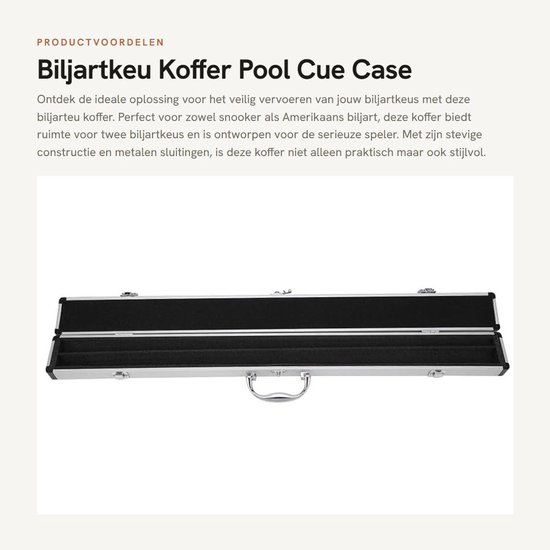 Dailygoods- Biljartkeu Koffer - Schuimvoering - 2 Sleuven - Metalen Sluitingen - Metalen Hoeken - Uitschuifbare Handgreep - Biljartkoffer van Dailygoods