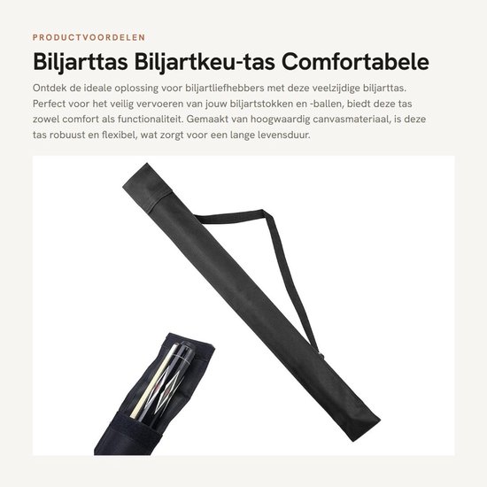 Dailygoods- Biljarttas Hoogwaardig Canvas - Draagbare Keutassen - Verstelbare Schouderriem - Robuust en Rekbaar - 80 x 9 cm - Ideaal voor Biljartliefhebbers - Keutas