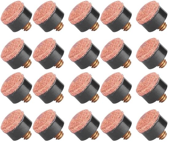 Dailygoods - Dailygoody - Cue Tips - Schroef Tips - 20 Stuks - 10mm - Bruin - Voor Biljart en Snooker - Perfecte grip - Geschikt voor competitie - Hoogwaardige kwa