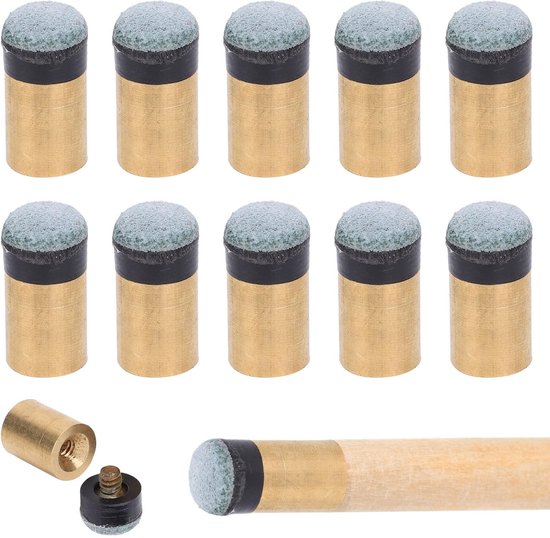 Dailygoods - Dailygoody - Pool Cue Tips - Vervangende Tips voor Biljart en Snooker - 10mm Koper PU Leer - 10 Stuks - Biljartaccessoires - Duurzaam en Betrouwbaar -