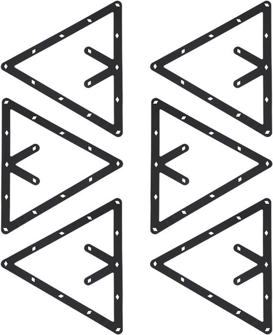Dailygoods- Pooldriehoek Zwart - 6-delige Set - Biljarttafel Accessoire - Balhouder