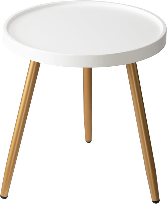 danpinera Ronde bijzettafel, metalen poten accenttafel met houten