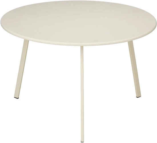 Decorations Seatle Bijzettafel Rond voor Buiten - Koffietafel - Salontafel Buiten - Ook als Plantentafeltje of Plantenstandaard - Metaal - 38 x 61 cm - Creme