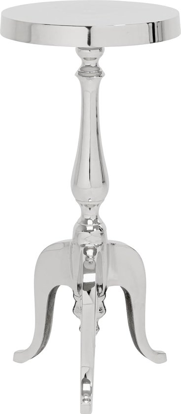 Design bijzettafel Barocco, zilver, woonkamertafel, nachtkastje, aluminium frame, 62 x 27 x 27 cm (H x B x D)