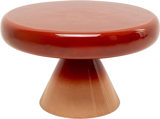 Design Bijzettafel RICI Colore, rood, 60 cm diameter, salontafel, plank, woonkamertafel, stalen frame, rond