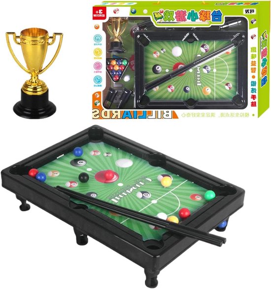 Desktop Biljartset - Mini Pooltafel - Interactief Spel - Compact Ontwerp - 29x8x20cm - Veelkleurig