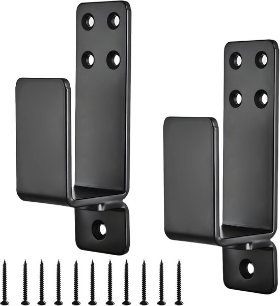 Deurbarricade-Klemmen voor 2x4 Hout, 2 Stuks Heavy Duty, Zwart | Versterkt Koolstofstaal, Robuuste U-Klemmen, Roestbestendig, Eenvoudige Montage, voor Huis, Garage & Magazijn