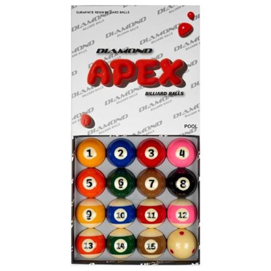 Diamond Apex Fenolhars Poolballen Traditioneel 57,2mm - Phenolic Pool Balls van Diamond