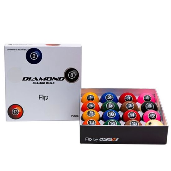 Diamond Flip TV Fenolhars Poolballen 57,5mm - Phenolic Pool Balls van Merkloos