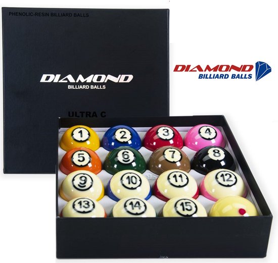 Diamond Ultra-C TV 57,2mm Phenolic Pool Balls - Set Professionele Fenolhars Poolballen van Diamond