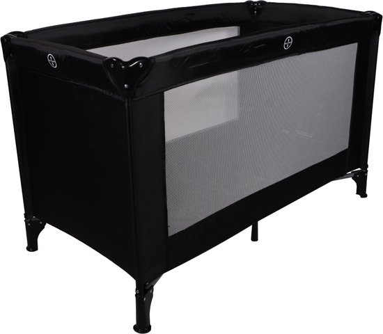 Ding Campingbedje - Zwart - 120x60 cm - Reisbedje inclusief bodemmatrasje van DING.