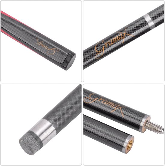 Draagbare Carbon Biljartkeu voor Pool en Snooker - Zwart Mesh Ontwerp van Merkloos