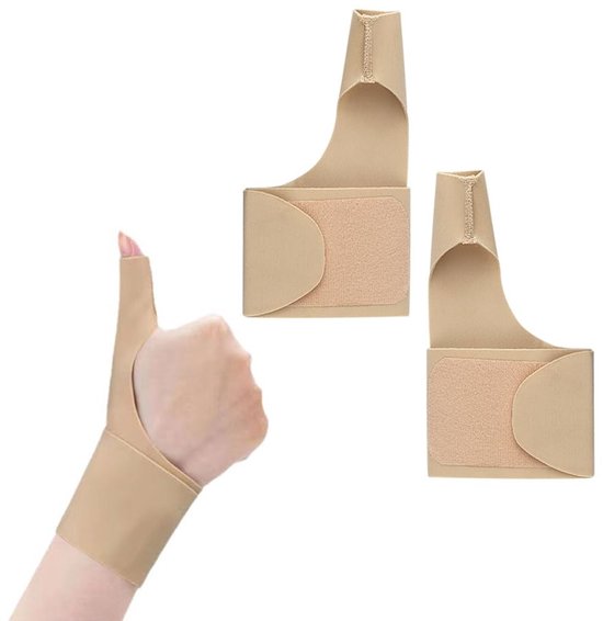 Draagbare duim- en polssteun, compressiesleeve voor carpaal tunnel syndroom, 2 stuks, voor links en rechts, beige polsbandage