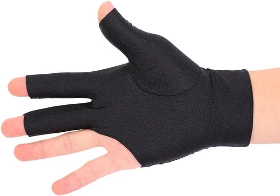 Drievinger Spandex Handschoen voor Snooker en Biljart, Links, Perfecte Grip en Comfort