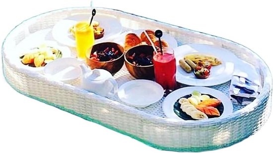 Drijvende Lade - Pooltafel Bar - Drankjes Serveren - Handgeweven Rotan - 100x50x20 CM - Wit