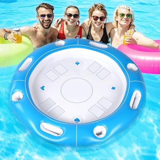 Drijvende Pooltafelset met Opblaasbare Kaarttafel en Waterdichte Speelkaarten van Merkloos