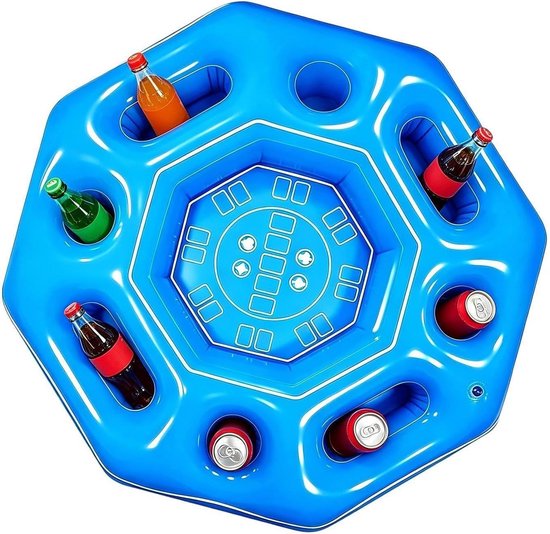 Drijvende Speeltafel - Opblaasbare Tafel - Water Entertainment - Achthoekig Tafelblad - 120x120 cm - Blauw