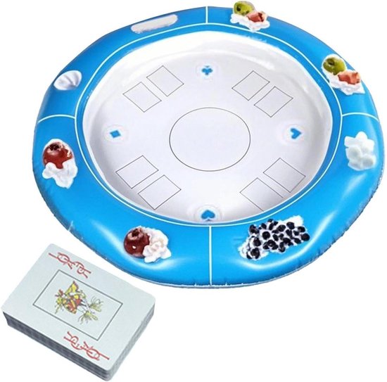 Drijvende Speltafel - Opblaasbare Pooltafel - Zwembad Entertainment - Met Drankhouder - Diameter 100 cm - Blauw