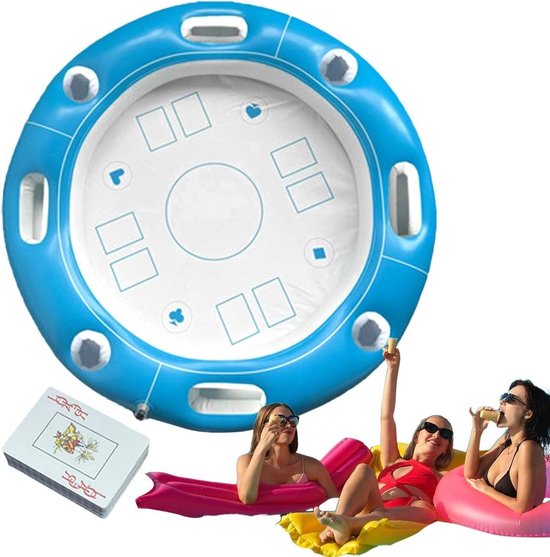 Drijvende Tafel Zwembad - Water Speeltafel - Water Entertainment - Met Drankhouder - Diameter 100 cm - Circulair