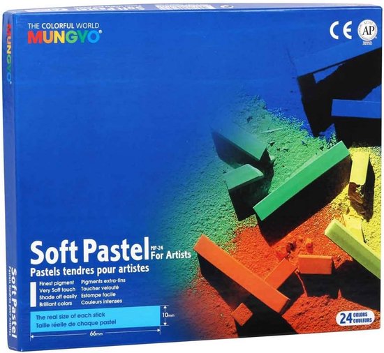 Droog pastelkrijt gesorteerd, medium, 24 stuks van Merkloos