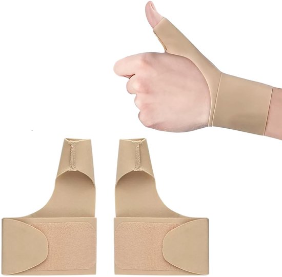 Duo duimsteunen voor rechts, beige - Ondersteuning bij duimblessures, comfortabel en verstelbaar