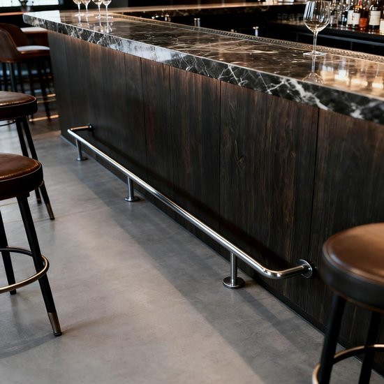 Duurzame voetrailkit van roestvrij staal met steunbeugels en complete hardwareset voor thuisbars, restaurants en cafés - Eenvoudige installatie en stijlvol ontwerp voor elke ruimte
