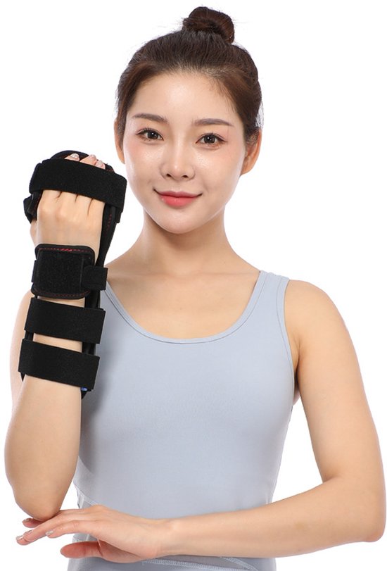 Een stevige en veilige, verstelbare handbrace voor uitstekende stabiliteit van pols en handpalm. Maat L voor de linkerhand. van Merkloos