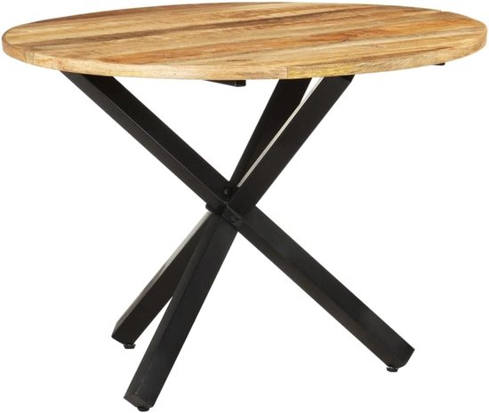 Eettafel, 100 x 100 x 75 cm, van robuust mangohout met gepoedercoate stalen poten, massief tafelframe en natuurlijke houtnerf, voor eetkamer en woonkamer
