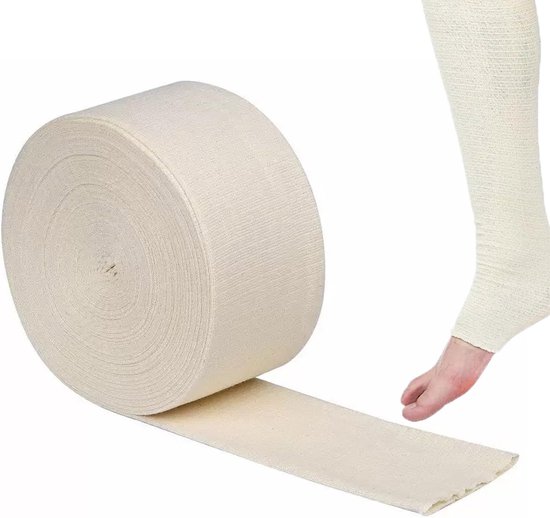 Elastische bandages voor armondersteuning, ademend en buisvormig, stevig katoenen gaasverband (15 cm x 10 m)