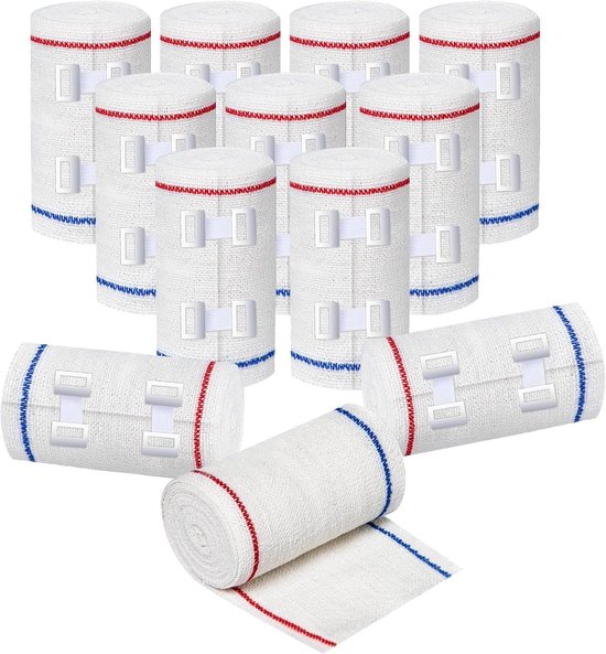 Elastische Compressiebandages voor Pols, Enkel, Knie en Elleboog - Set van 12 Stuks 8.5cm x 4.5m voor Pijnverlichting en Ondersteuning