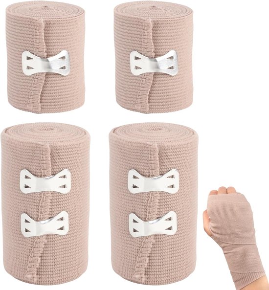 Elastische Verbandrollen voor Medisch Gebruik, Sportondersteuning en Blessurepreventie - 4 Stuks