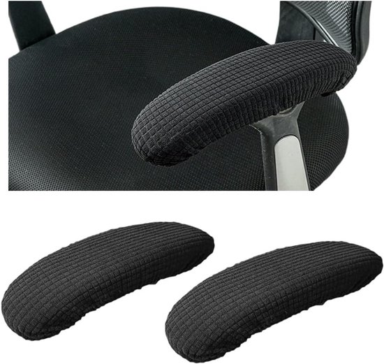 Ergonomische Armleuningen Beschermhoezen voor Kantoorstoelen, 2 Stuks, Zwarte Elastische Hoezen voor Comfort en Ondersteuning