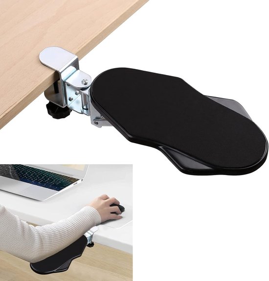 Ergonomische Armsteun en Polssteun met 180° Rotatie, Verstelbare Desk Extender voor Thuis en Kantoor, Zwart