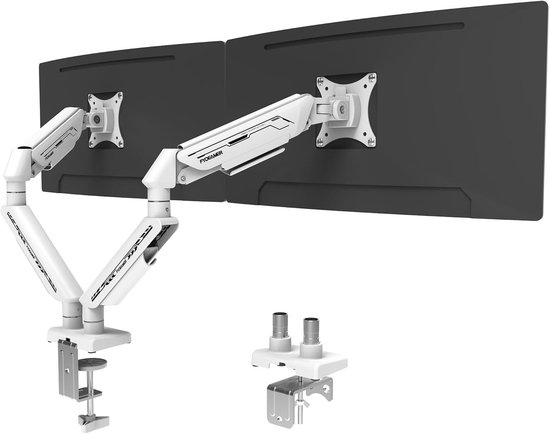 Ergonomische Dubbele Monitorarm voor 17-35" Schermen tot 11kg, Hoogte Verstelbaar, Kantel- en Draaimogelijkheden met Kabelbeheer, VESA Bureau Steun